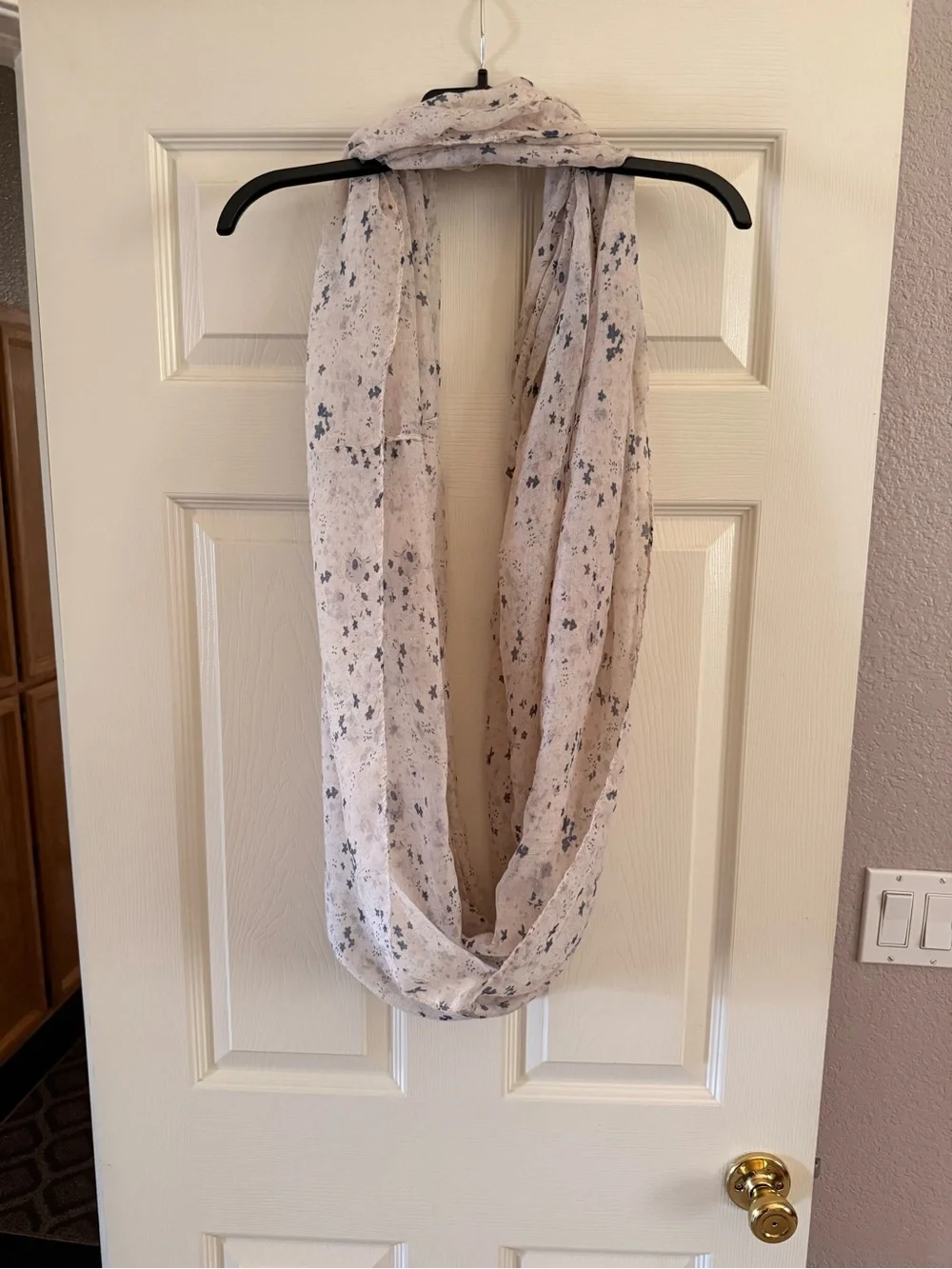 Light Beige Infinity Scarf with Navy Star Print
